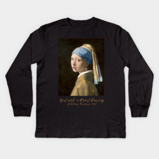Classic Art Sweatshirt, Girl with a Pearl Earring Sweatshirt, Vintage Art Design, Unique Gift Sweatshirt, International Women's Day 8 March Kids Long Sleeve T-Shirt
