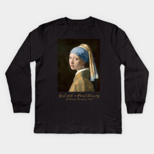 Classic Art Sweatshirt, Girl with a Pearl Earring Sweatshirt, Vintage Art Design, Unique Gift Sweatshirt, International Women's Day 8 March Kids Long Sleeve T-Shirt