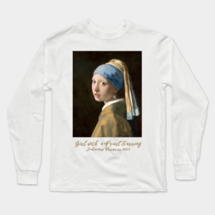 Classic Art Sweatshirt, Girl with a Pearl Earring Sweatshirt, Vintage Art Design, Unique Gift Sweatshirt, International Women's Day 8 March Long Sleeve T-Shirt