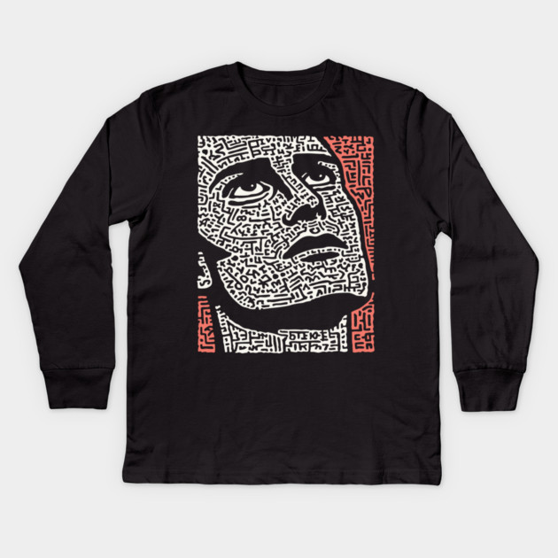Psychedelic Portrait - A Labyrinth of Consciousness Kids Long Sleeve T-Shirt by TuncGK