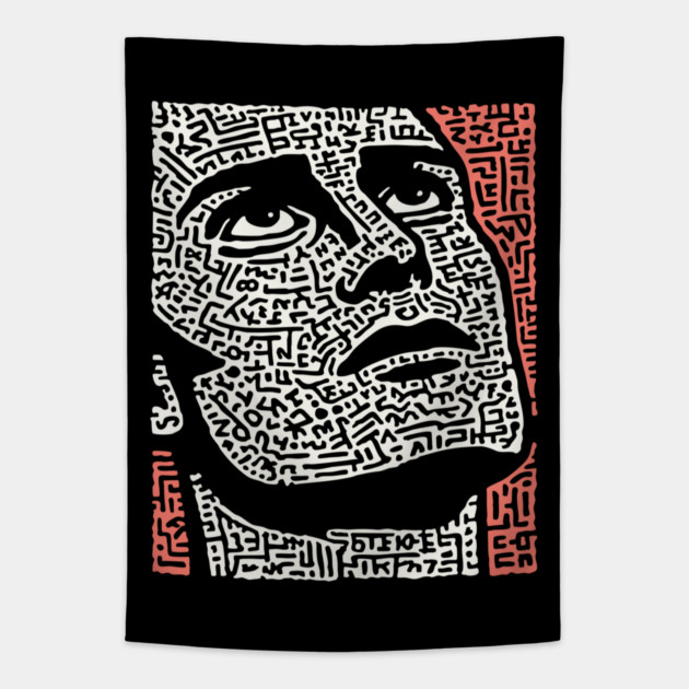 Psychedelic Portrait - A Labyrinth of Consciousness Tapestry by TuncGK