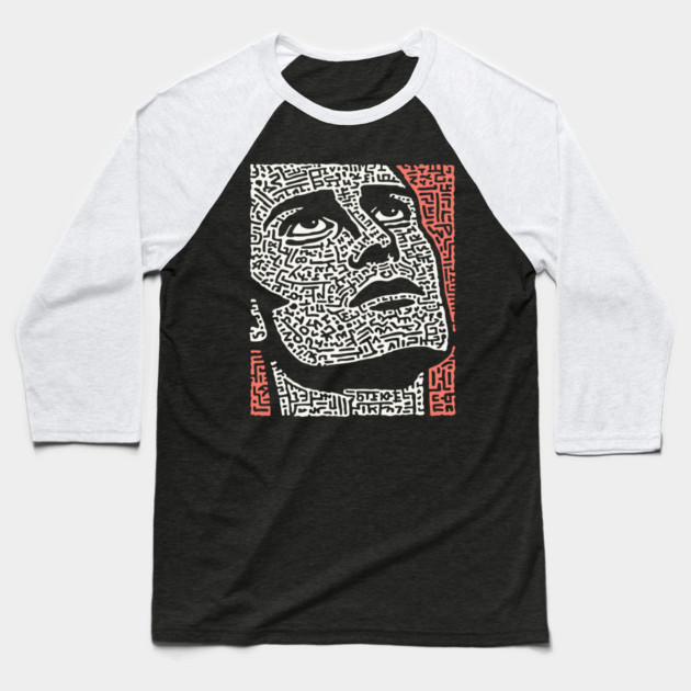 Psychedelic Portrait - A Labyrinth of Consciousness Baseball T-Shirt by TuncGK