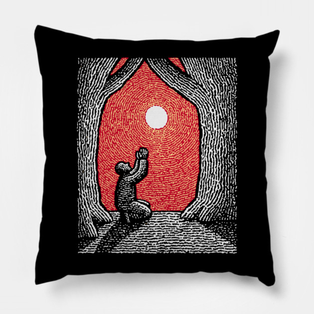 Spiritual Folk Art - A Quiet, Hopeful Prayer Pillow by TuncGK