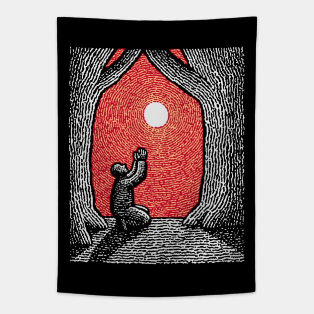 Spiritual Folk Art - A Quiet, Hopeful Prayer Tapestry by TuncGK