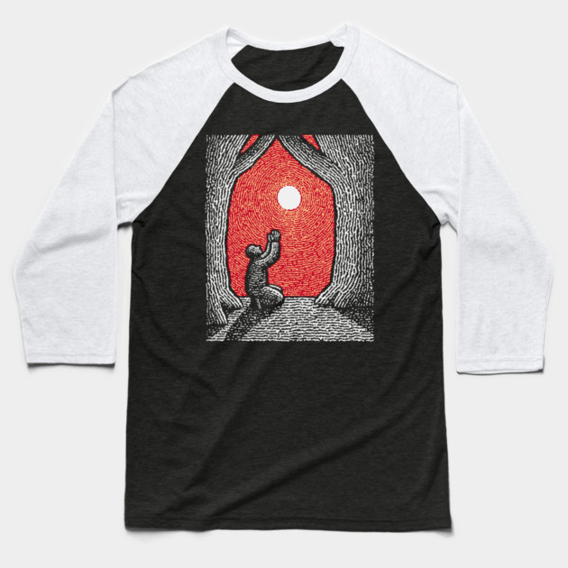 Spiritual Folk Art - A Quiet, Hopeful Prayer Baseball T-Shirt by TuncGK