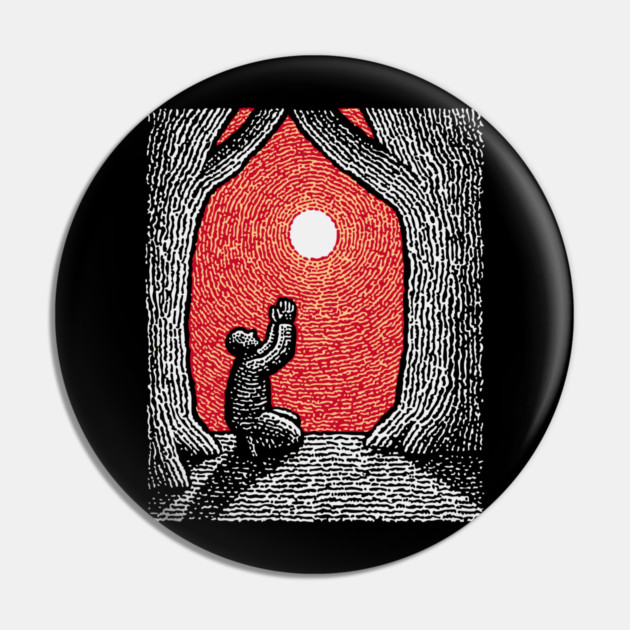 Spiritual Folk Art - A Quiet, Hopeful Prayer Pin by TuncGK