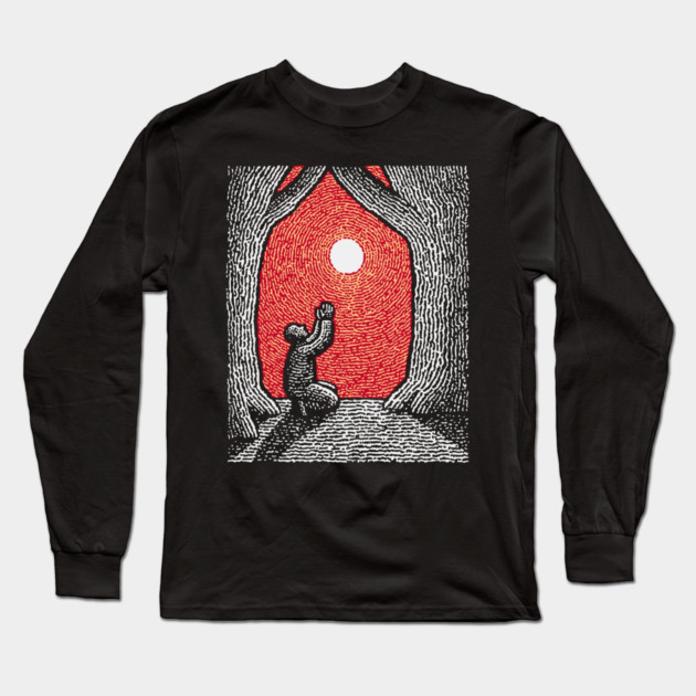 Spiritual Folk Art - A Quiet, Hopeful Prayer Long Sleeve T-Shirt by TuncGK