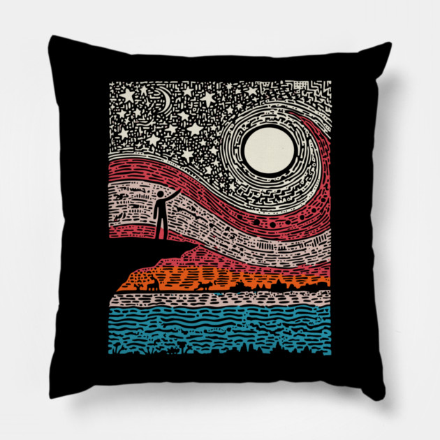 Cosmic Wonder - The Spiral Night Sky Pillow by TuncGK