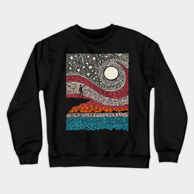 Cosmic Wonder - The Spiral Night Sky Crewneck Sweatshirt by TuncGK
