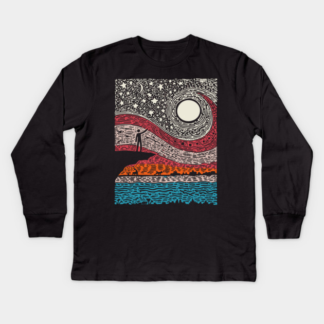 Cosmic Wonder - The Spiral Night Sky Kids Long Sleeve T-Shirt by TuncGK