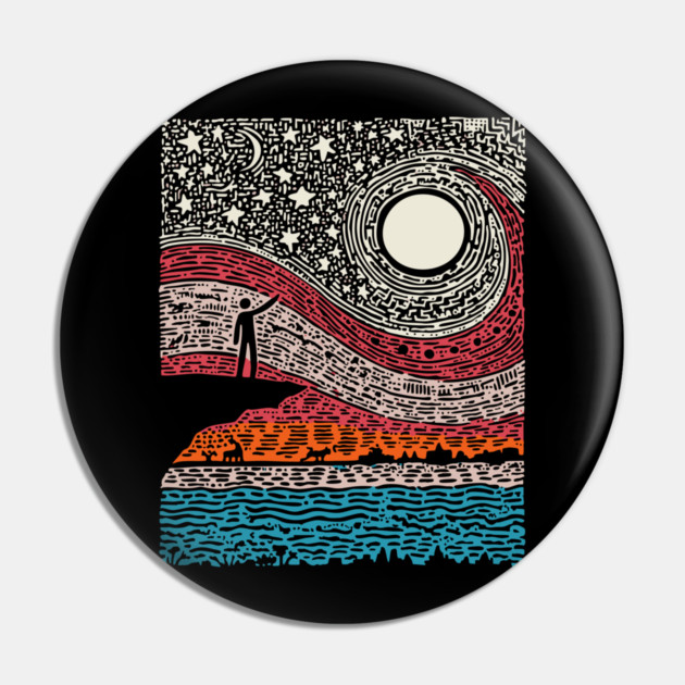 Cosmic Wonder - The Spiral Night Sky Pin by TuncGK
