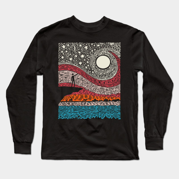Cosmic Wonder - The Spiral Night Sky Long Sleeve T-Shirt by TuncGK