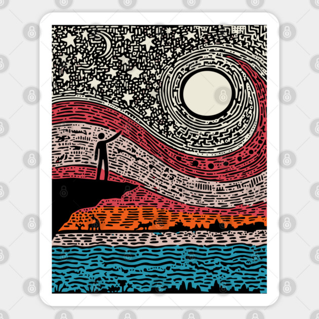 Cosmic Wonder - The Spiral Night Sky Sticker by TuncGK