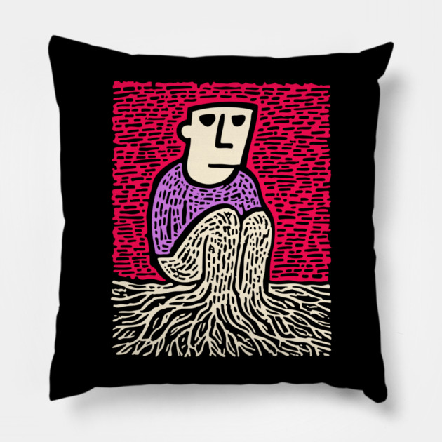 Existential Art - The Feeling of Being Rooted Pillow by TuncGK