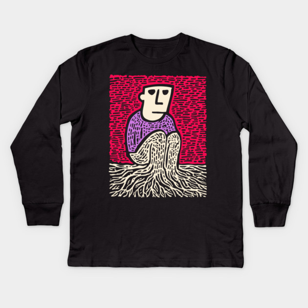 Existential Art - The Feeling of Being Rooted Kids Long Sleeve T-Shirt by TuncGK