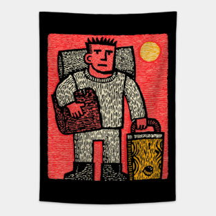 Veteran's Homecoming - The Weary Soldier's Return Tapestry