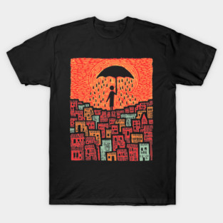 Melancholy Cityscape - A Shelter From the Rain T-Shirt