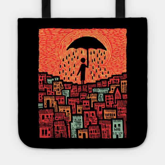 Melancholy Cityscape - A Shelter From the Rain Tote by TuncGK