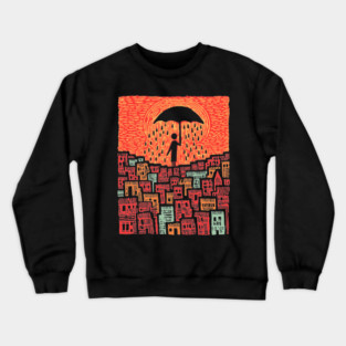 Melancholy Cityscape - A Shelter From the Rain Crewneck Sweatshirt