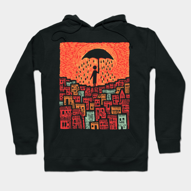 Melancholy Cityscape - A Shelter From the Rain Hoodie by TuncGK