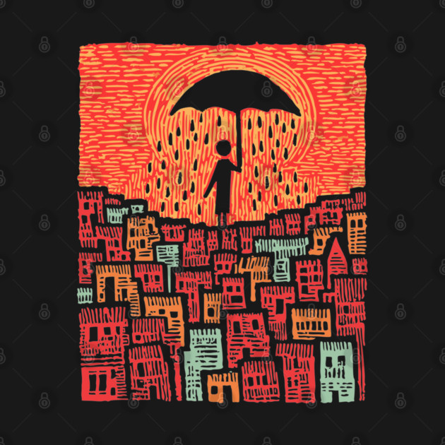 Melancholy Cityscape - A Shelter From the Rain by TuncGK