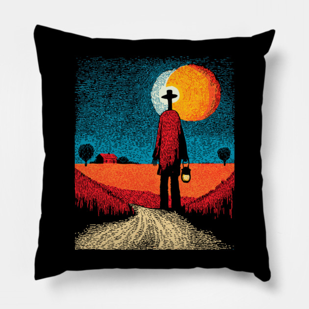 Folk Art Farmer - The Long Walk Home Pillow by TuncGK