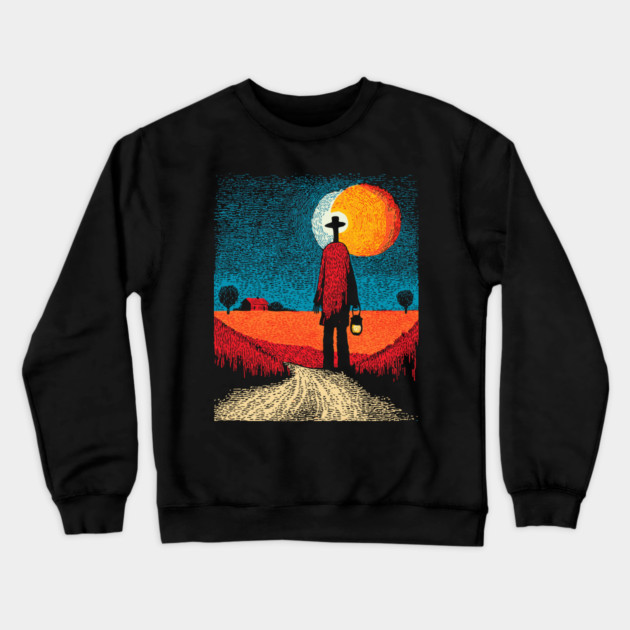 Folk Art Farmer - The Long Walk Home Crewneck Sweatshirt by TuncGK