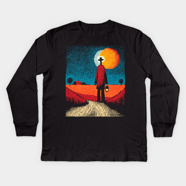 Folk Art Farmer - The Long Walk Home Kids Long Sleeve T-Shirt by TuncGK