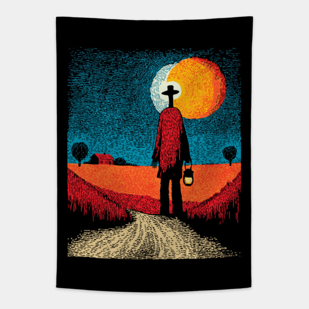 Folk Art Farmer - The Long Walk Home Tapestry by TuncGK
