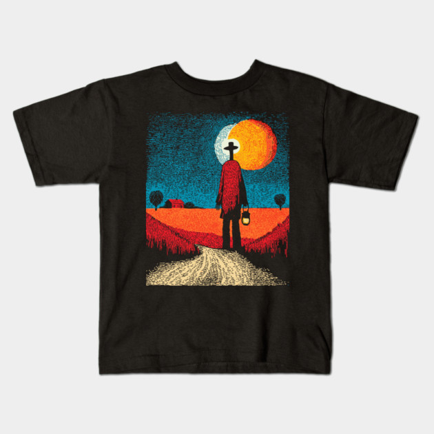 Folk Art Farmer - The Long Walk Home Kids T-Shirt by TuncGK