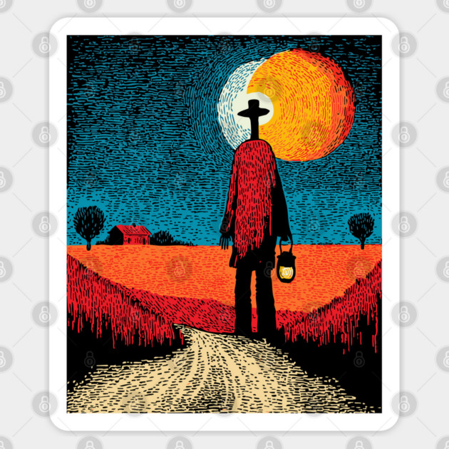 Folk Art Farmer - The Long Walk Home Sticker by TuncGK