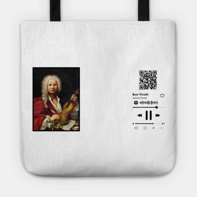 Antonio Vivaldi Portrait Streamer Code Music Lover Tote by Art2Wear