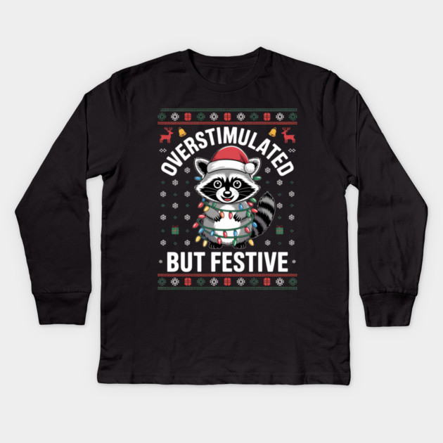 Overstimulated-But-Festive Kids Long Sleeve T-Shirt by Creatifly Graphic Tees