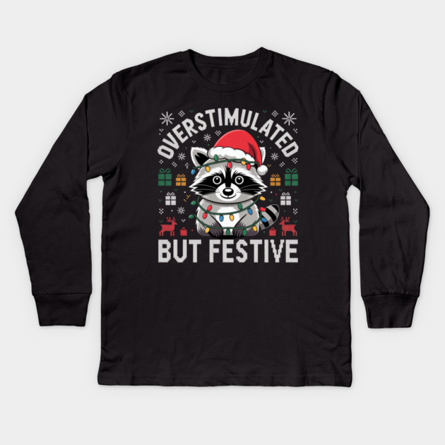 Overstimulated-But-Festive Kids Long Sleeve T-Shirt by Creatifly Graphic Tees