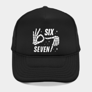 SIX SEVEN Skeleton Hands Meme - Funny Gen Alpha Slang Trend - Slang 6 7 Trending Meme Hat