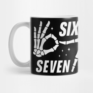 SIX SEVEN Skeleton Hands Meme - Funny Gen Alpha Slang Trend - Slang 6 7 Trending Meme Mug