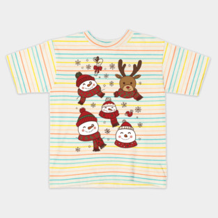 Cozy Snowman & Reindeer Winter Fun Kids T-Shirt