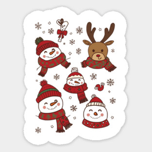 Cozy Snowman & Reindeer Winter Fun Sticker