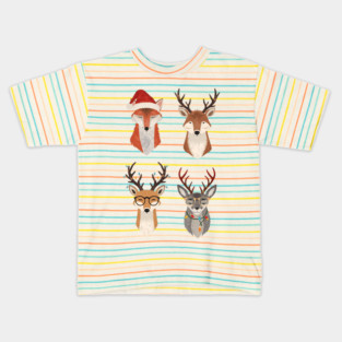 Fox & Reindeer Merry Christmas Trio Kids T-Shirt