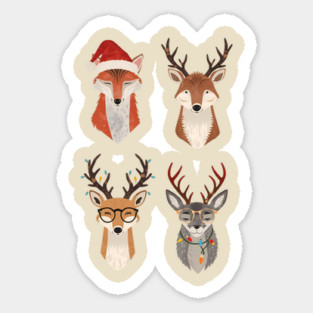 Fox & Reindeer Merry Christmas Trio Sticker