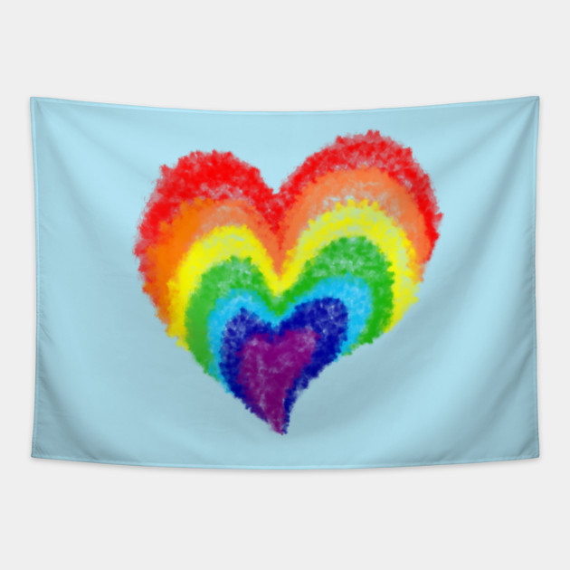Rainbow Heart Tapestry by StineBrunson