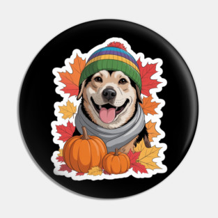 Autumn Fall Otterhound Dog Owner Thanksgiving Mom Dad Cozy Pin