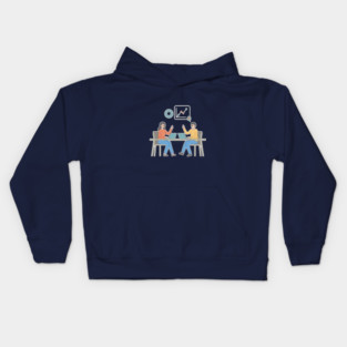 Business Meeting and Data Analysis - Team Collaboration of Minimalist Flat Vector Illustration Kids Hoodie