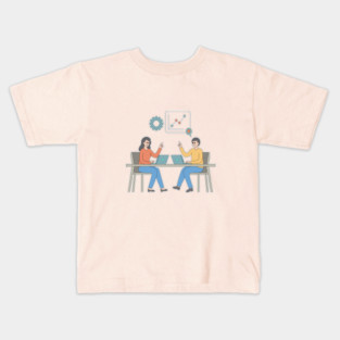 Business Meeting and Data Analysis - Team Collaboration of Minimalist Flat Vector Illustration Kids T-Shirt