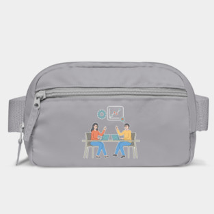Business Meeting and Data Analysis - Team Collaboration of Minimalist Flat Vector Illustration Bag
