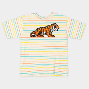 Pixel Tiger Wild Cat 8-Bit Retro Game Kids T-Shirt