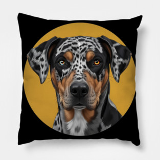 Catahoula Leopard Dog Heterochromia Art Pillow