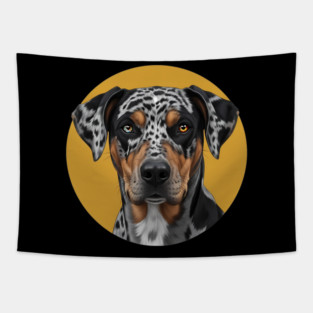Catahoula Leopard Dog Heterochromia Art Tapestry
