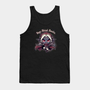 Rage Ritual Results - Chibi Dark Elf Sorcerer TTRPG Fantasy Tee Tank Top