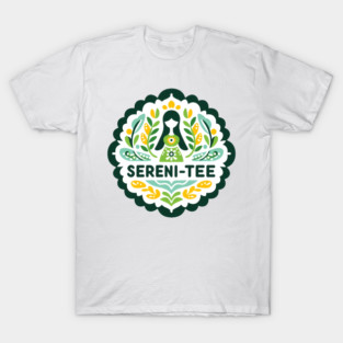 SERENI-TEE Calm Green and Teal Symmetry – Scandinavian Folk Art by heidiannemorris © T-Shirt